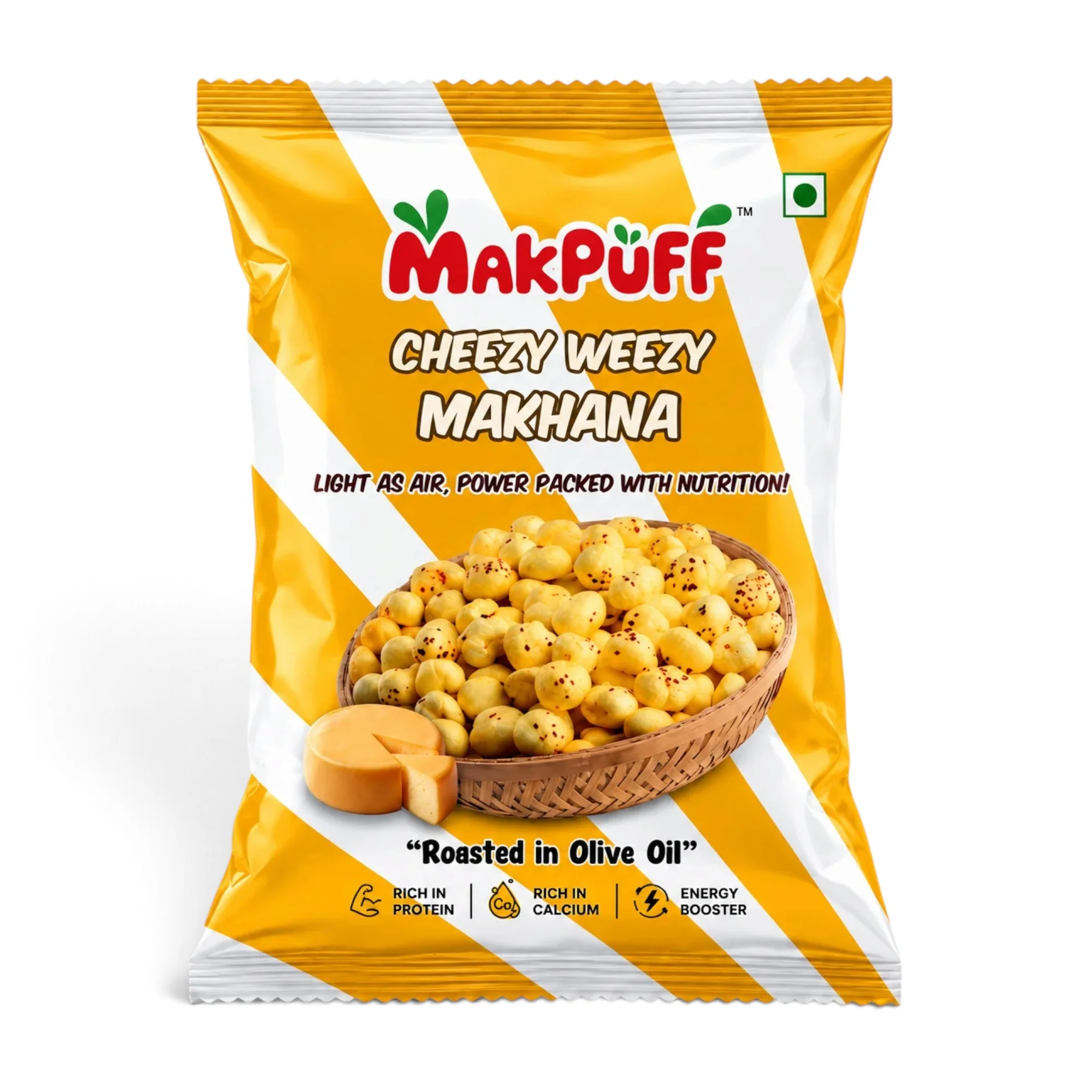 MakPuff Cheezy Weezy Makhana cheese flavoured fox nuts