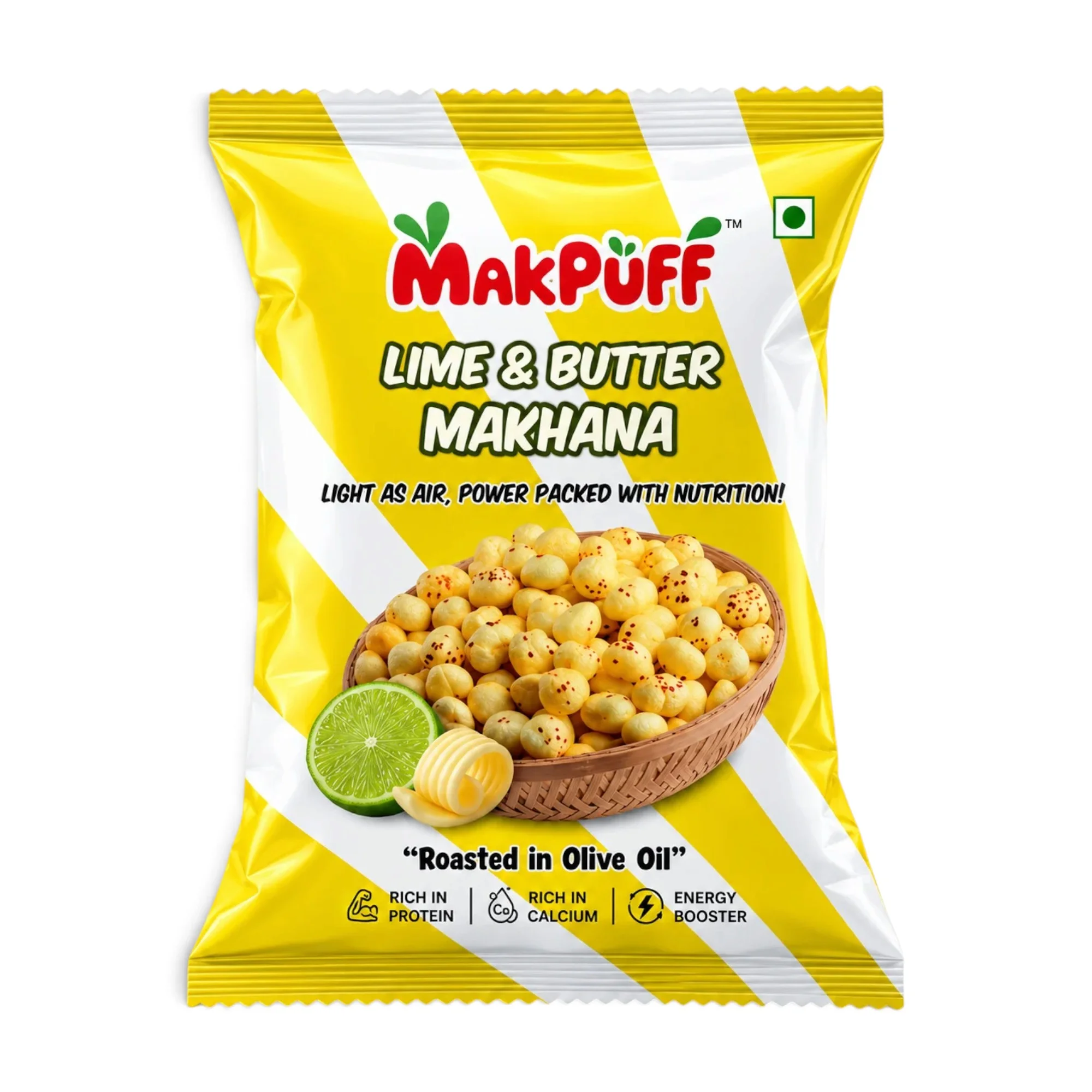 MakPuff Lime Butter Makhana roasted flavoured fox nuts