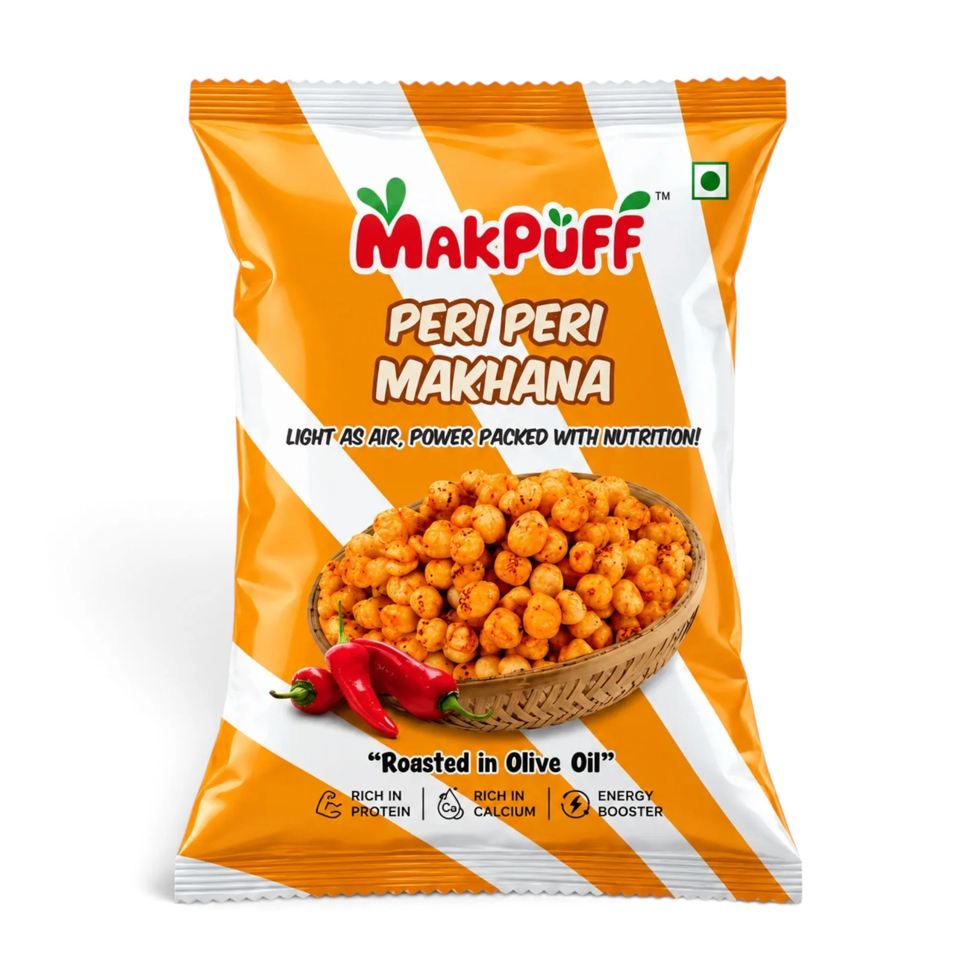 MakPuff Peri Peri Makhana spicy flavoured fox nuts